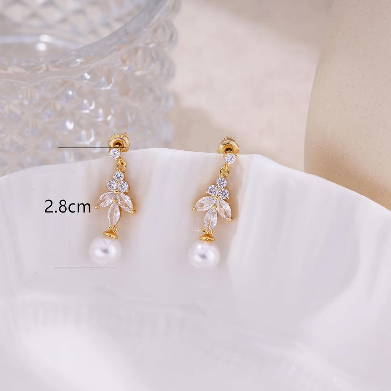 SELFROSE Store Gold Dangle Earrings for Women,Prom Jewelry Dainty Earring 14K Gold Plated Drop Earrings for Women Trendy Hypoallergenic CZ Dangling Earring - Image 4